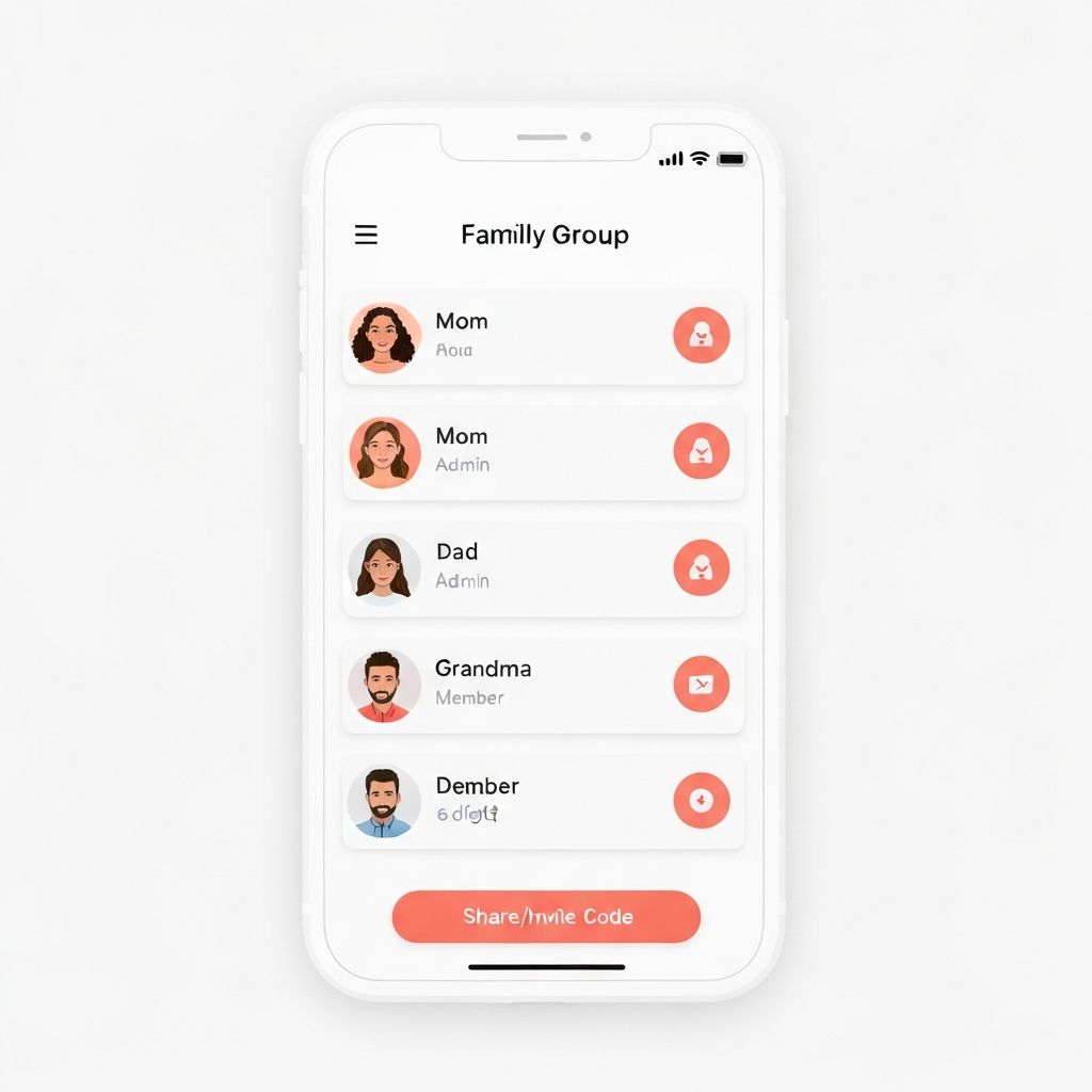 Family group sharing screen